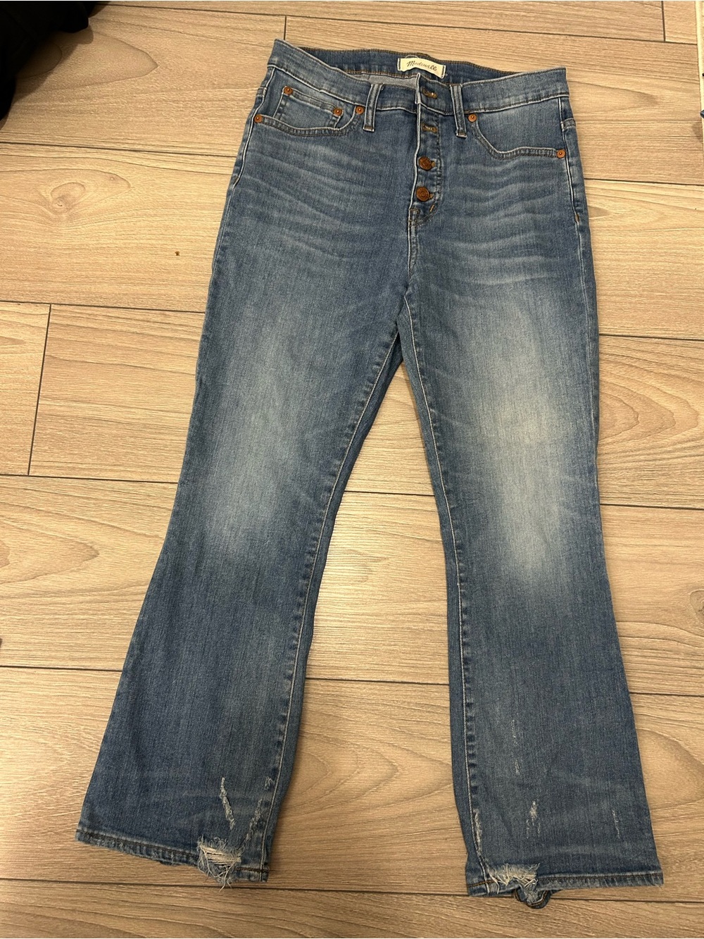 Distressed Mid-Rise Women's Jeans - Blue